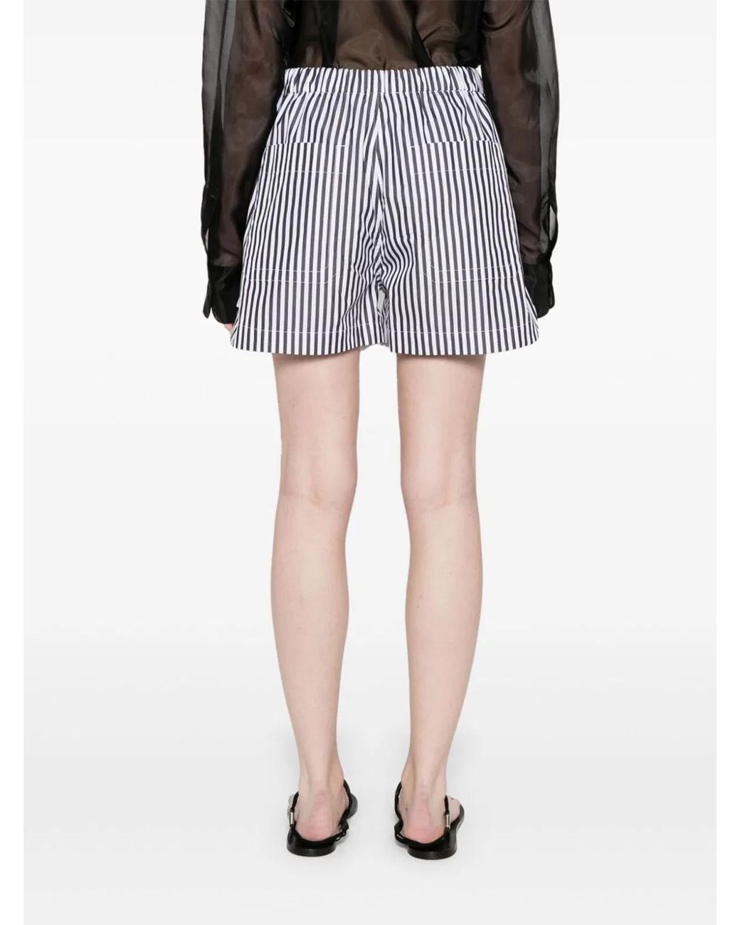 Max Mara Black Striped Cotton Shorts