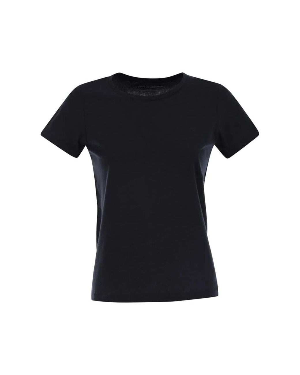 Majestic Black Crew-Neck Short-Sleeved Cotton T-Shirt
