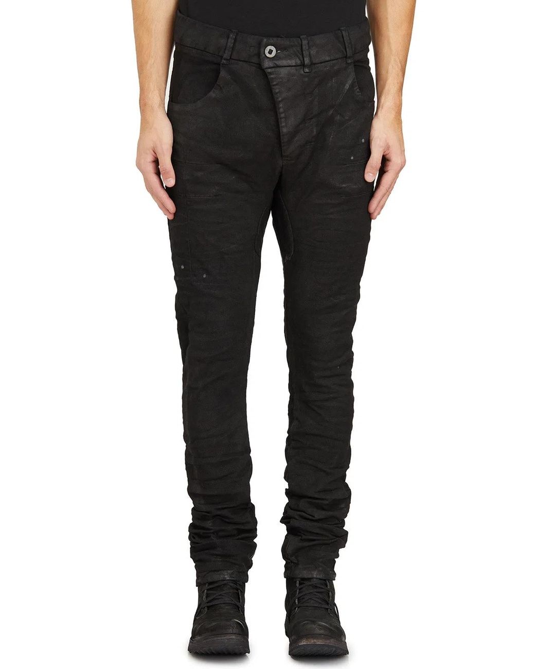 Boris Bidjan Saberi Black Slim Cotton Trousers for men
