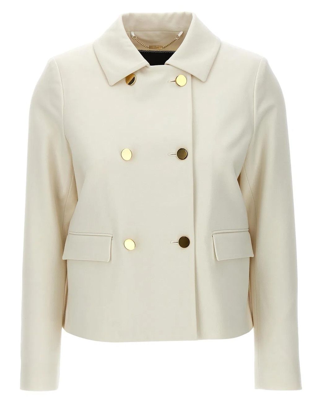 Kiton White Cropped Double-Breasted Jacket