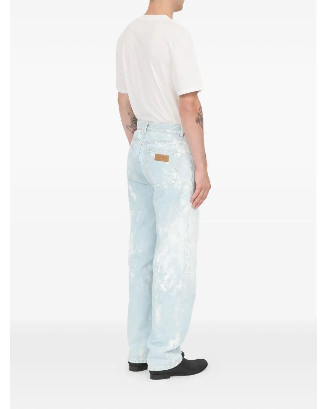 MM6 by Maison Margiela Blue Splatter Effect Jeans for men