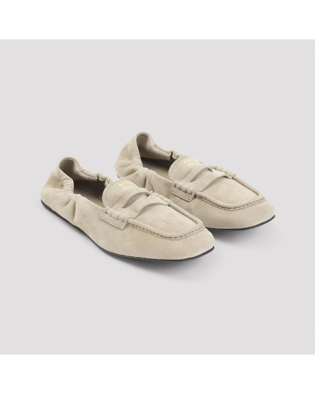 Miu Miu White Dederto Suede Lamb Leather Loafers