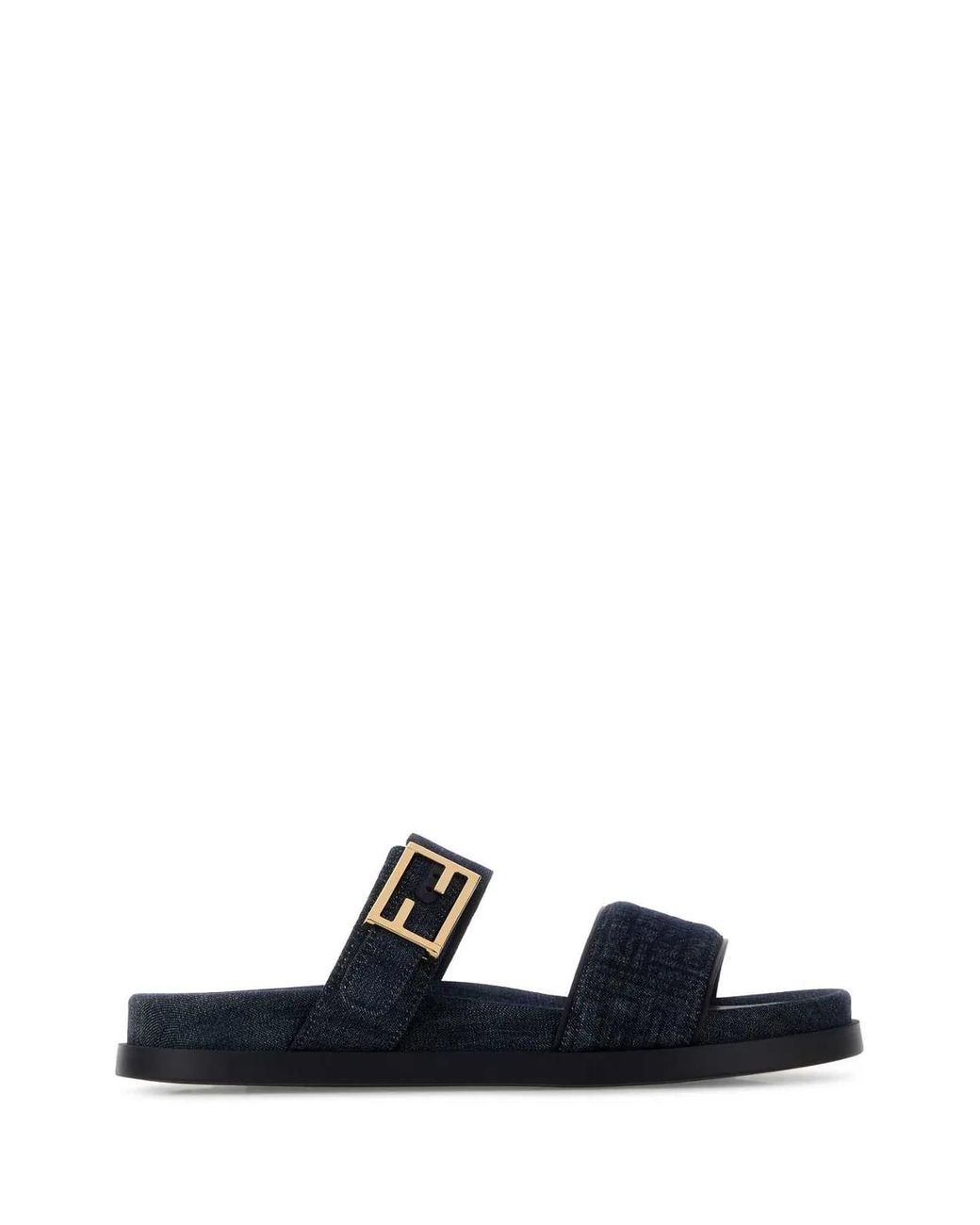 Fendi Black Denim Feel Slippers
