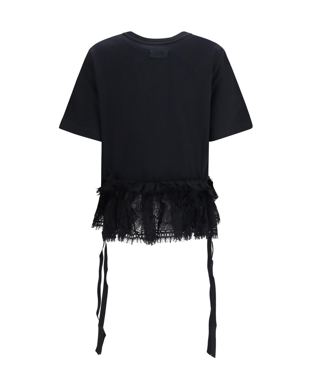 McQueen Black Lace Ruffle T-Shirt