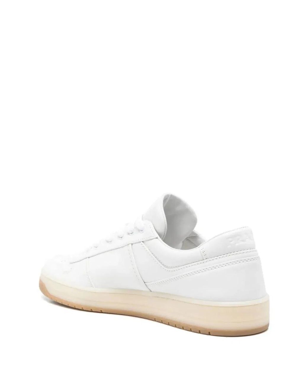 Prada White Downtown Leather Sneakers for men