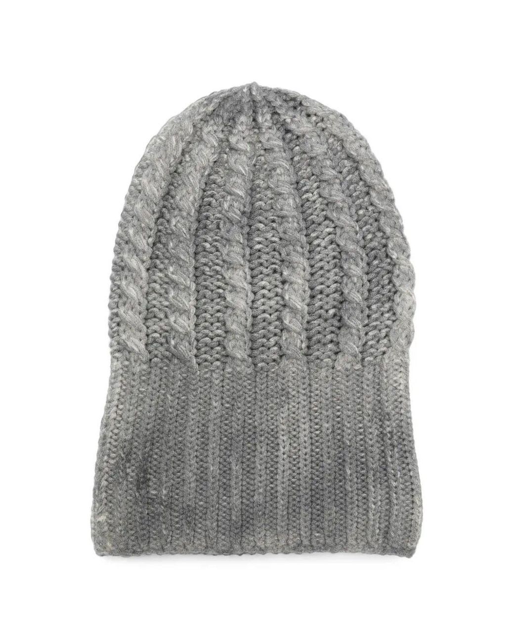 Avant Toi Gray Hand Painted Cashmere Braided Hat With High Edge