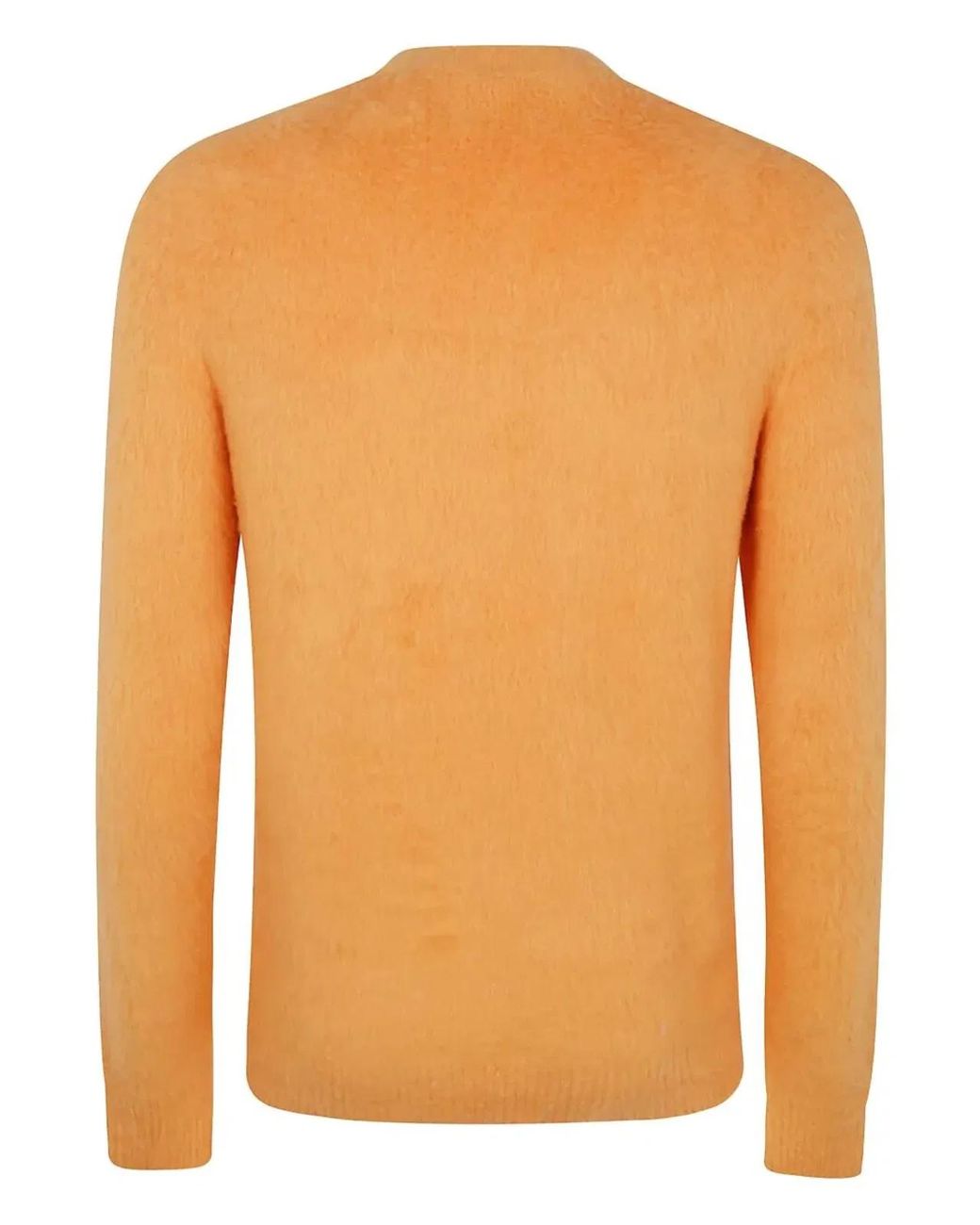 Nuur Orange Long Sleeves Pressed Gauze Round Neck Sweater for men