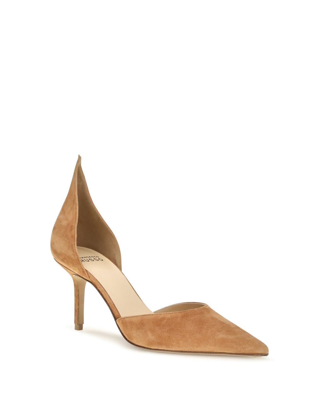 Francesco Russo White Dorsay Flame Suede Pumps