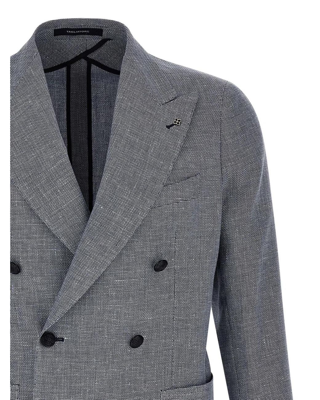 Tagliatore Gray Linen Blazer for men