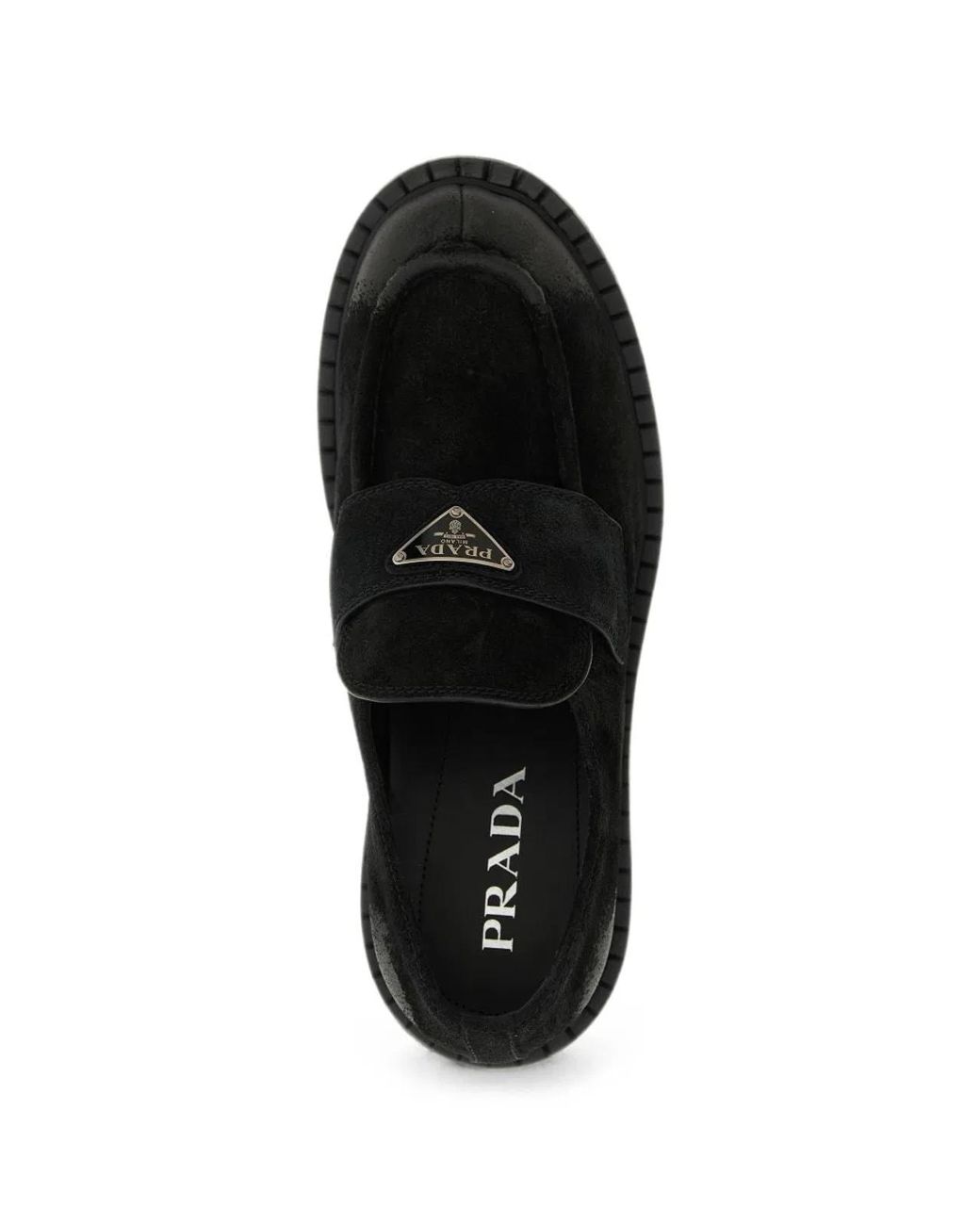 Prada Black Flat Shoes, 100% Vitello for men