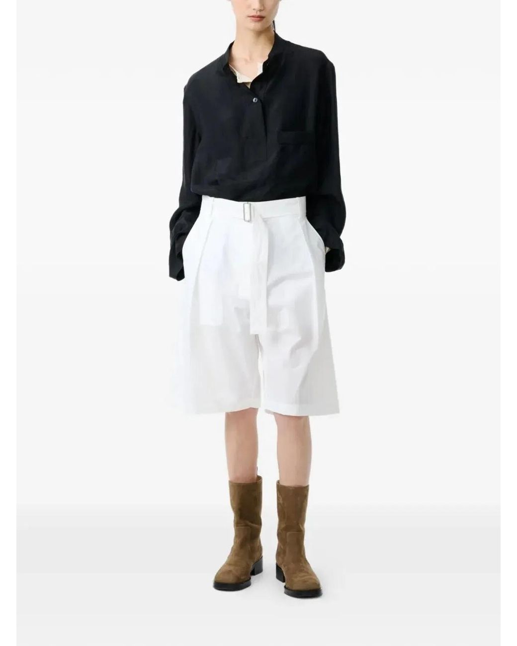 Studio Nicholson White "Belted Pleated" Short