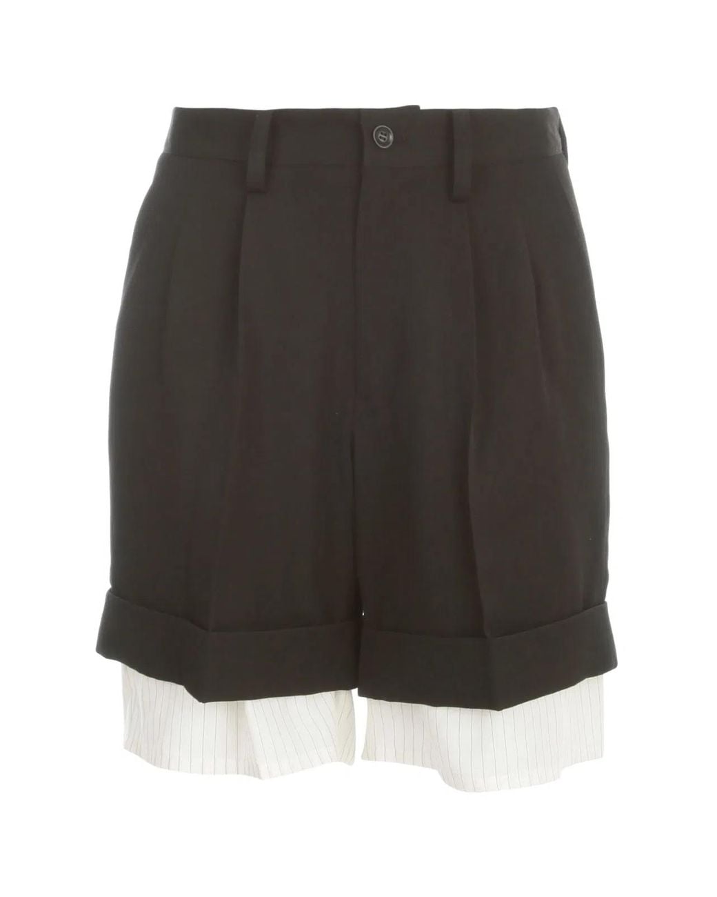 Y's Yohji Yamamoto Black Gabardine Double Shorts