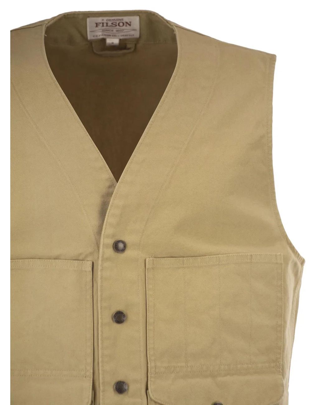 Filson Natural Cotton Utility Vest With Patch Pockets for men