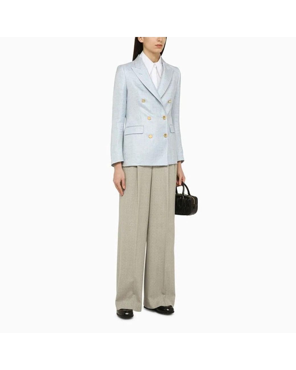 AMI Natural Light Heather Polyester Trousers