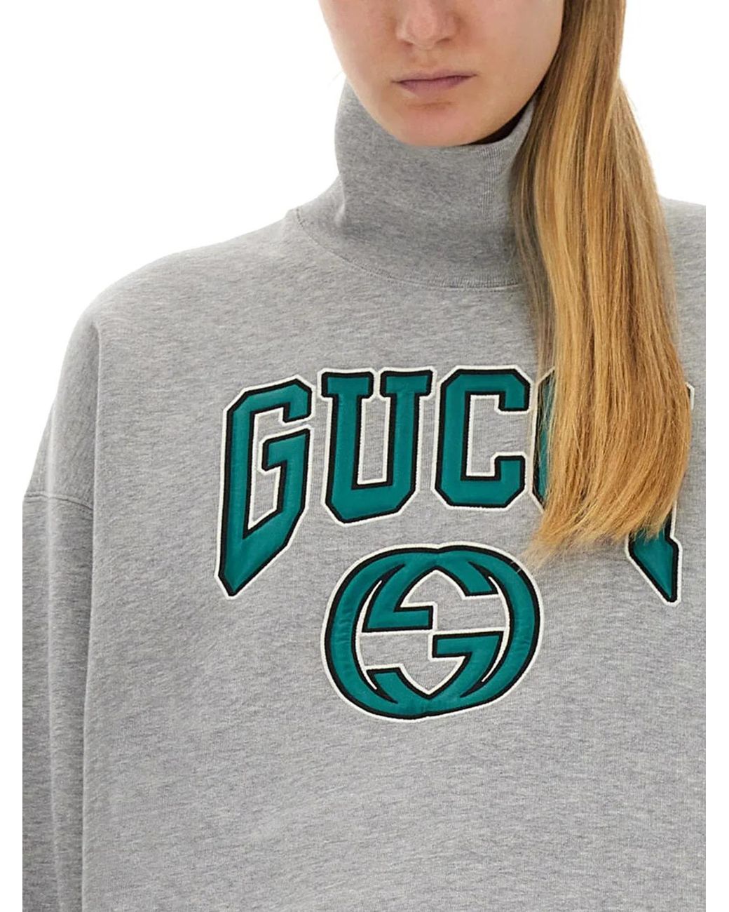 Gucci Gray Sweatshirt With Embroidery