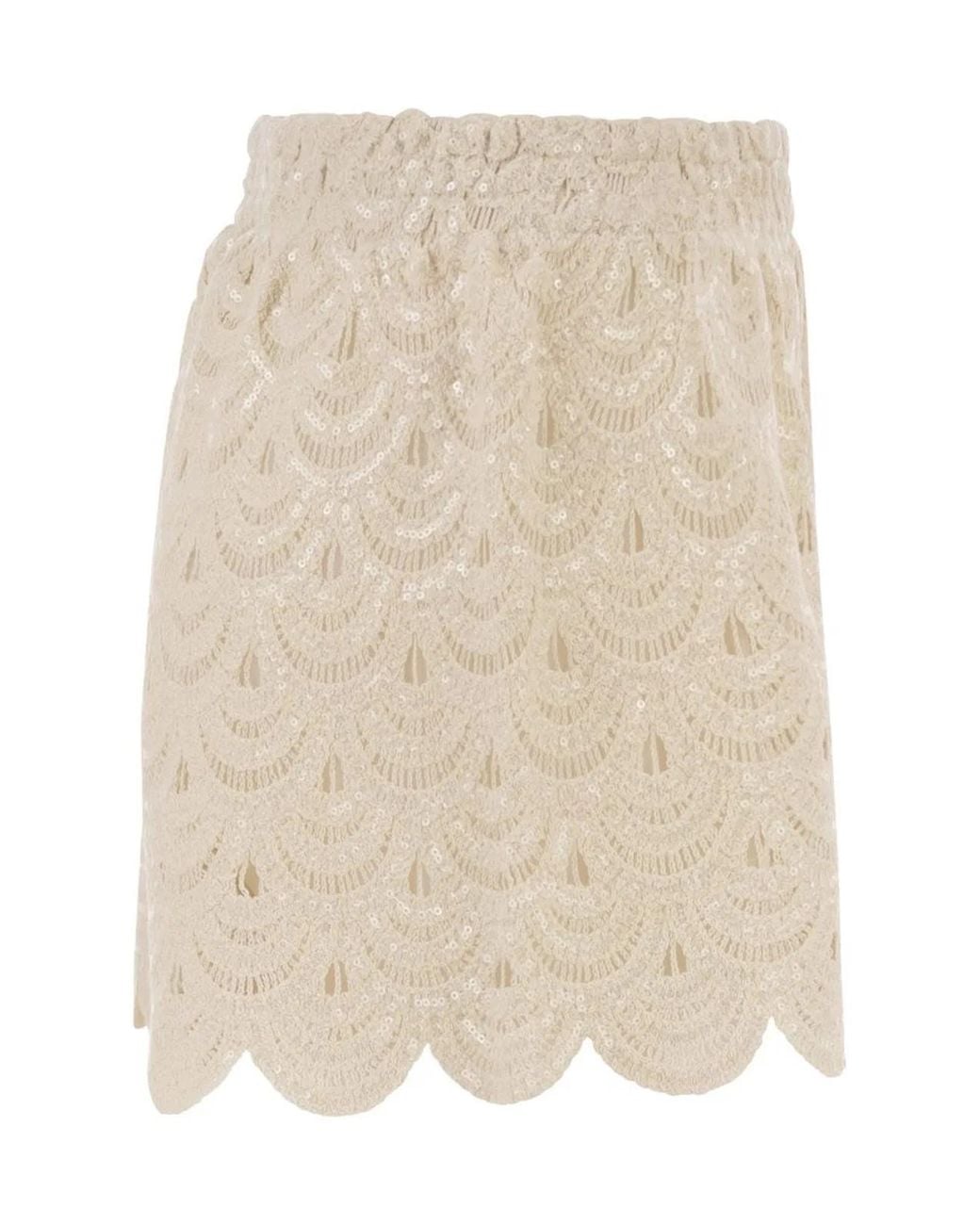 Mc2 Saint Barth Natural Lace Shorts With Sequins