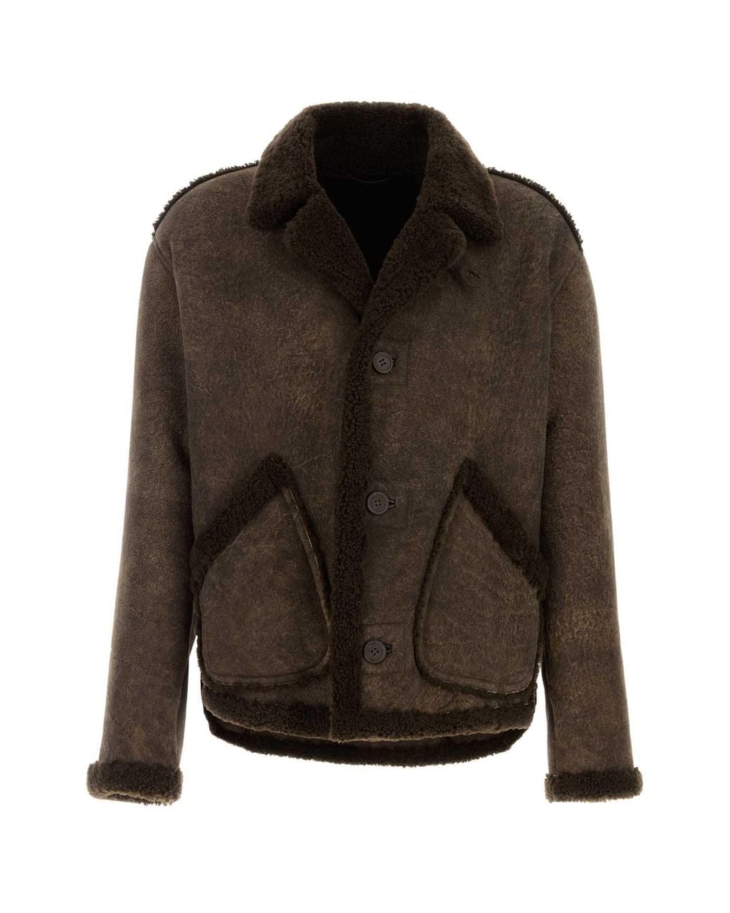 Giorgio Armani Brown Lamb Shearling Jacket For for men