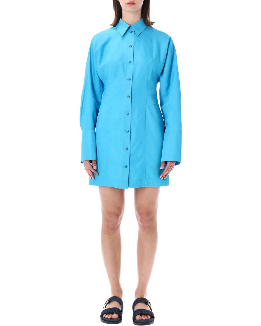 Fendi Blue Technical Viscose Dress