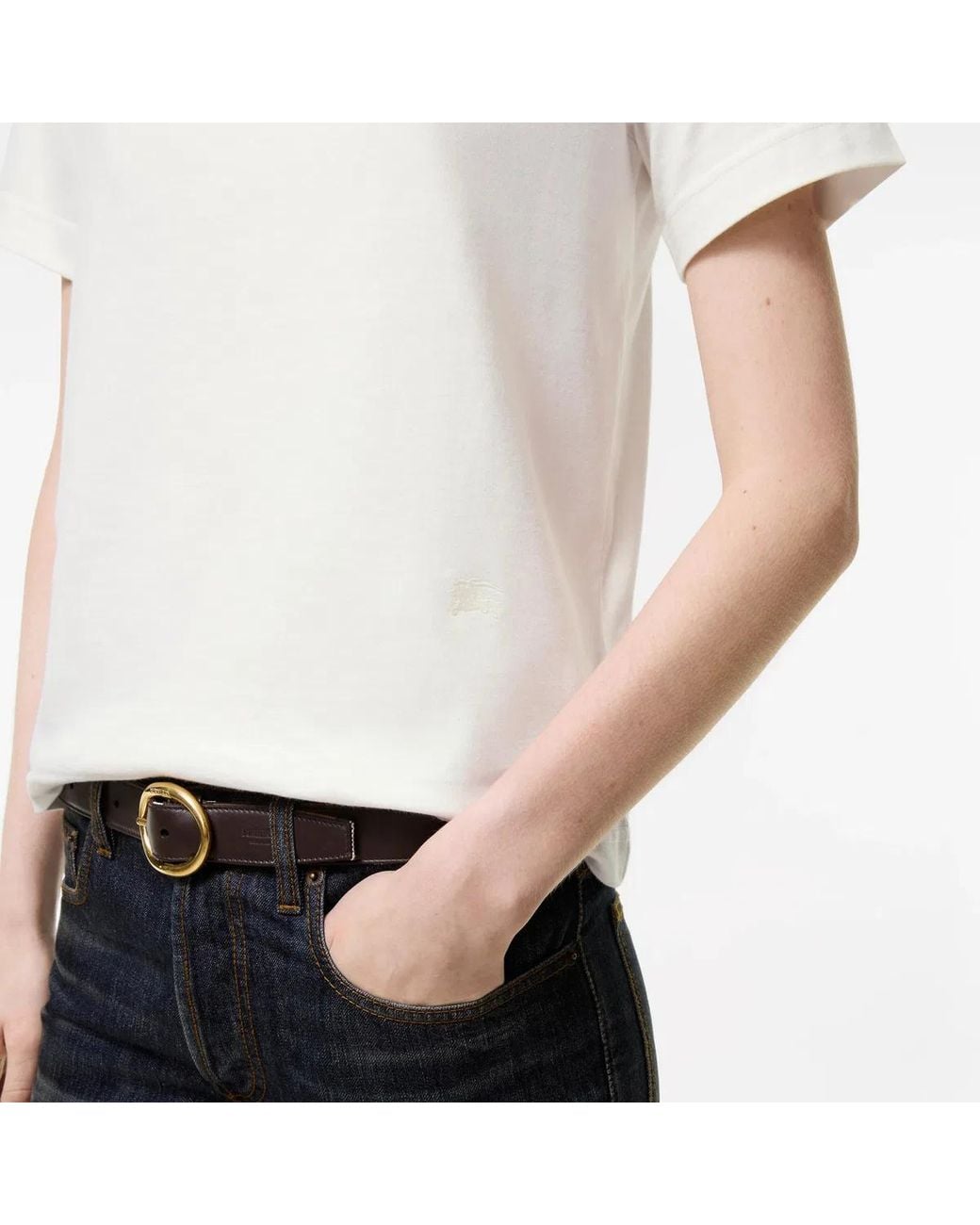 Burberry White Tie-Sleeve Cotton T-Shirt