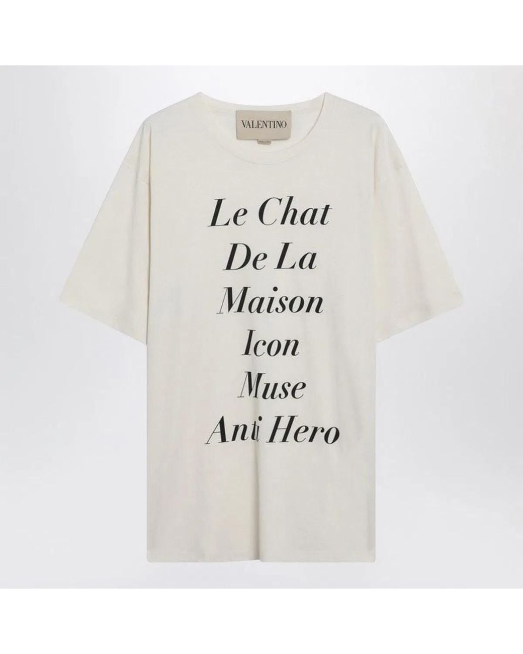 Valentino White Ivory Le Chat De La Maison Icon Muse Anti Hero Tshirt for men