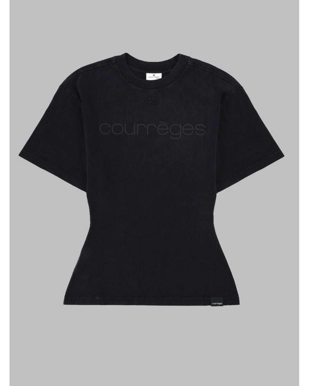 Courreges Black T-Shirt Con Logo