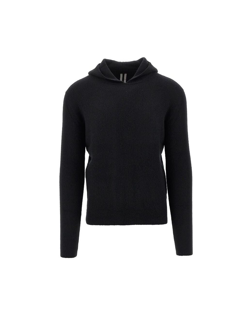 Rick Owens Black Knitted Hooded Sweater for men