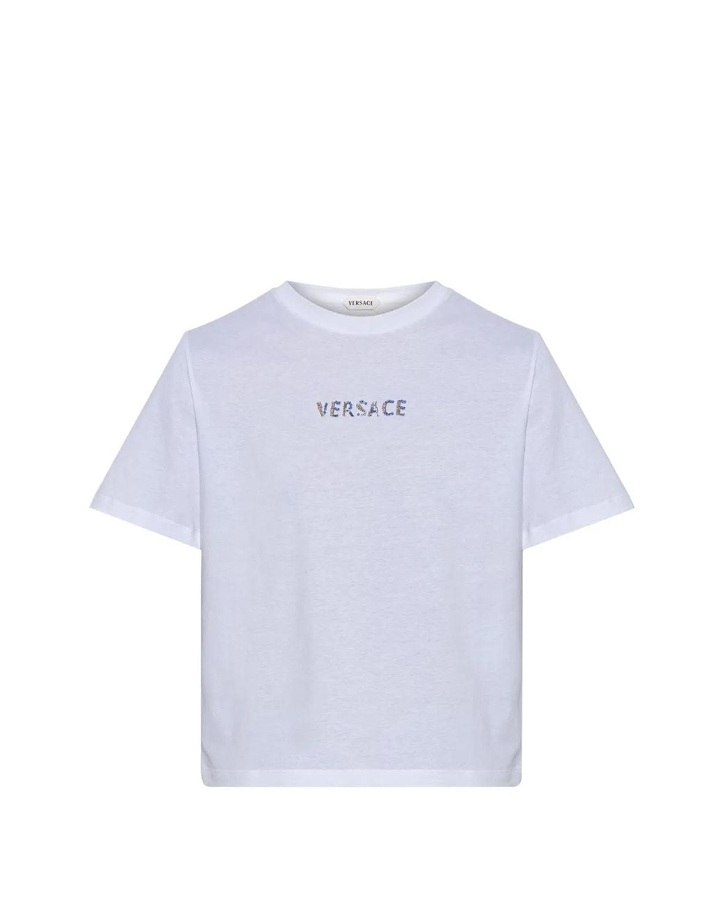 Versace Blue Bead-Embellished Logo T-Shirt