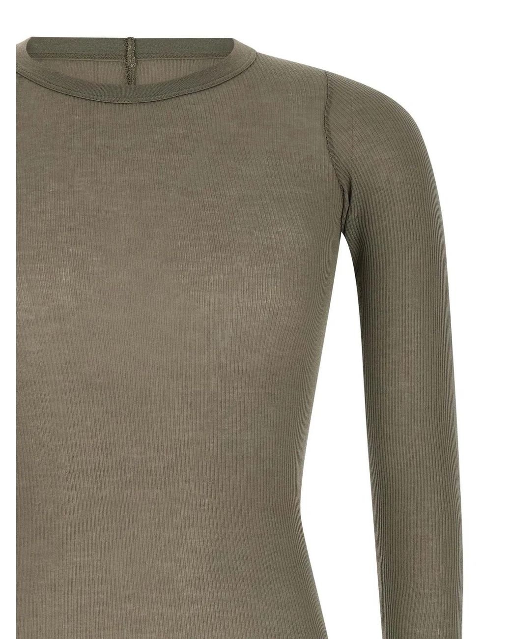 Rick Owens Gray 'Rib Ls T' T-Shirt for men
