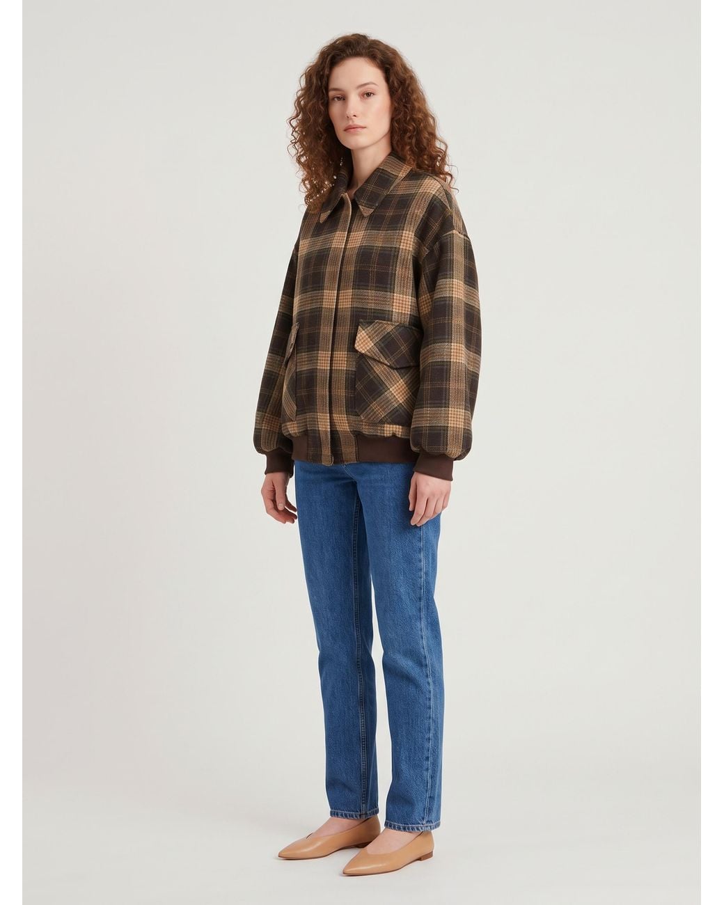 SUTTON NEW YORK Brown Check Bomber Jacket