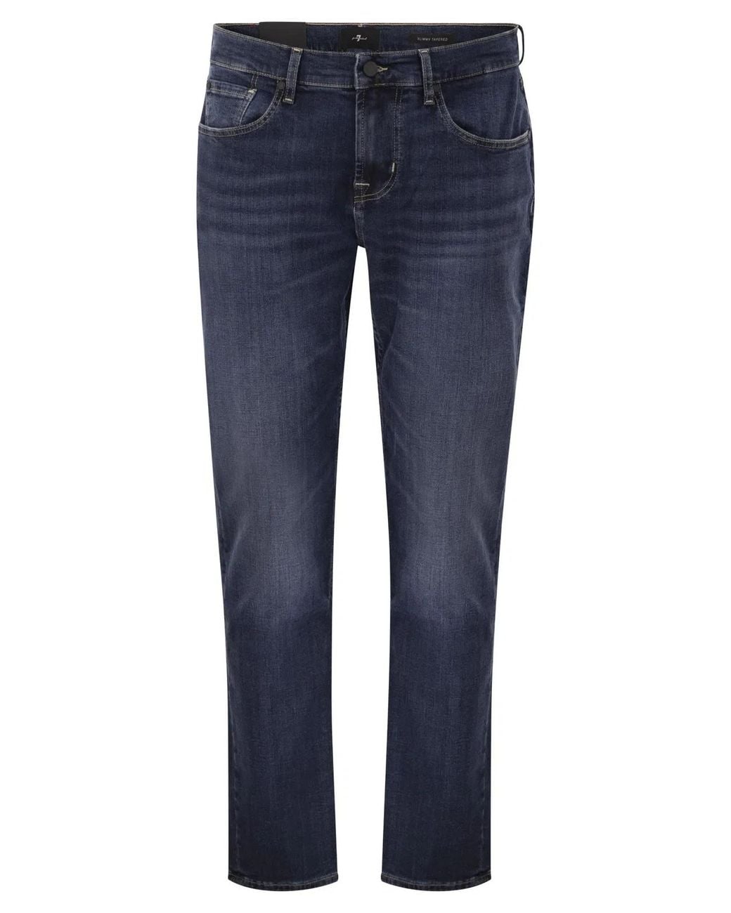 7 For All Mankind Blue Slimmy Tapered Luxe Performance Stretch Denim Jeans for men