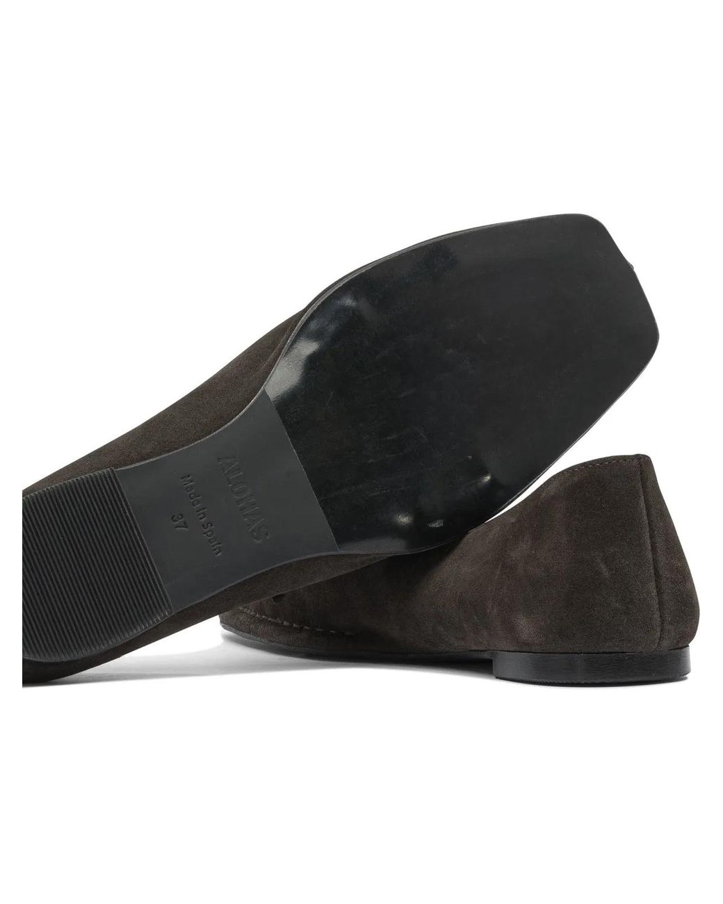 Alohas Black Sway Suede Coffee Leather Ballet Flats