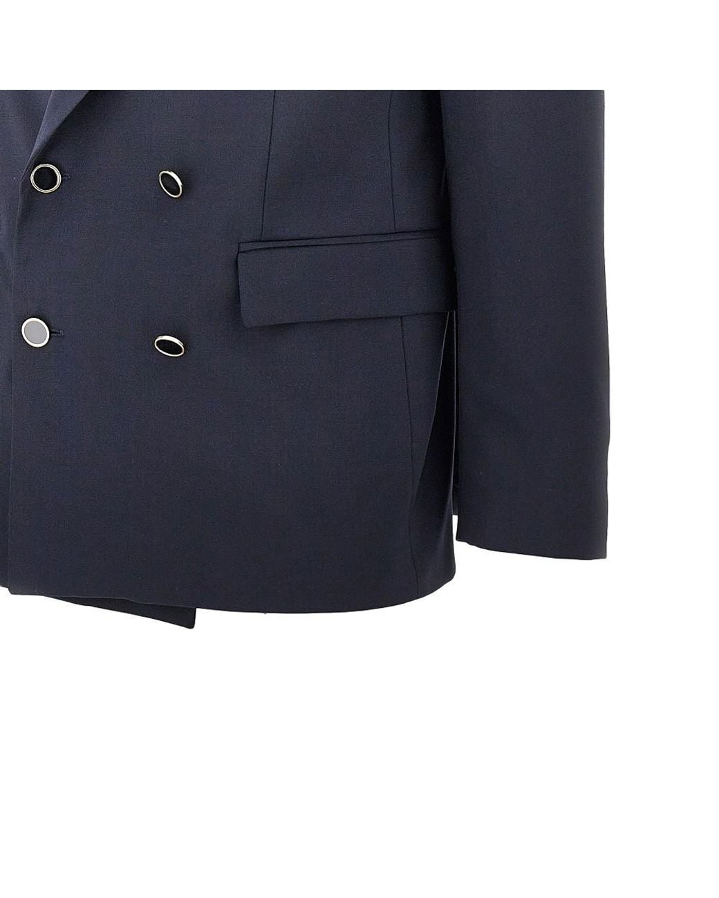 MARSĒM Blue Light Wool-Blend Double-Breasted Jacket for men