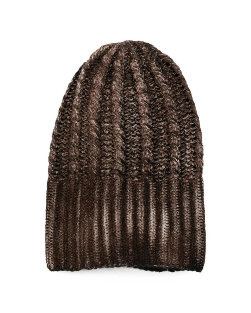 Avant Toi Brown Hand Painted Cashmere Braided Hat With High Edge
