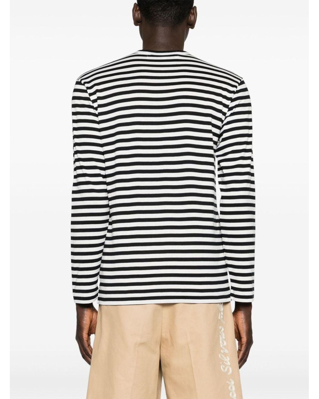 COMME DES GARÇONS PLAY Black Striped Heart Long-Sleeved T-Shirt for men