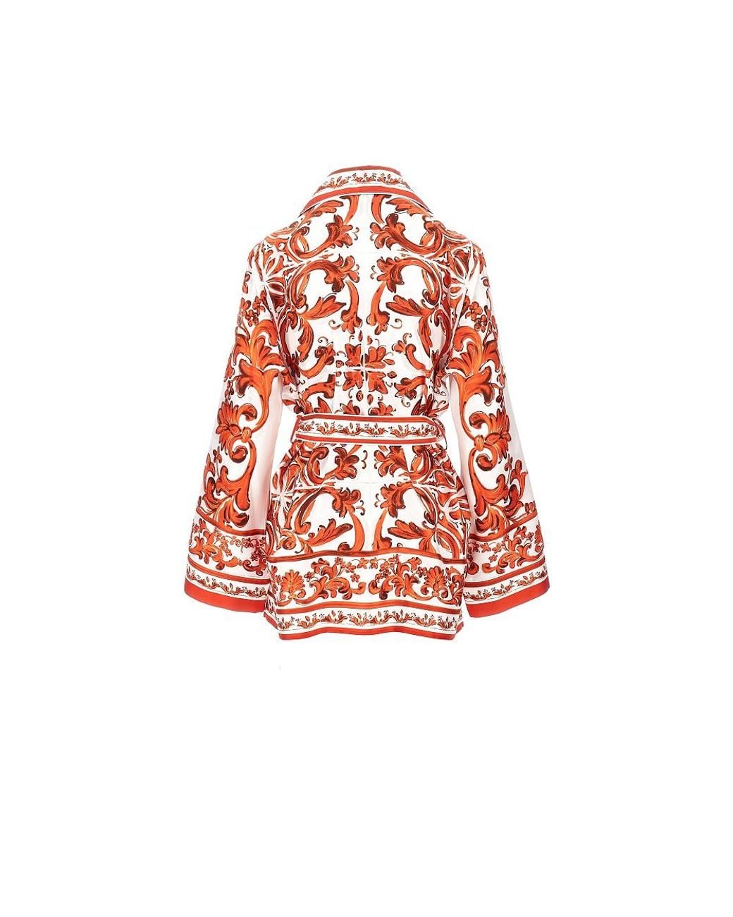 Dolce & Gabbana Red Dolce & Gabbana Maiolica Print Silk Vanity Shirt