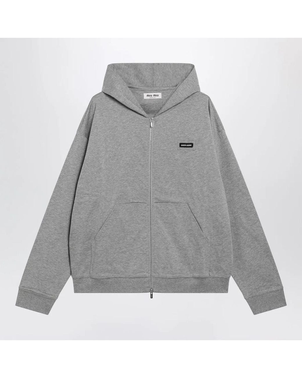 Miu Miu Gray Cotton Zipup Sweatshirt