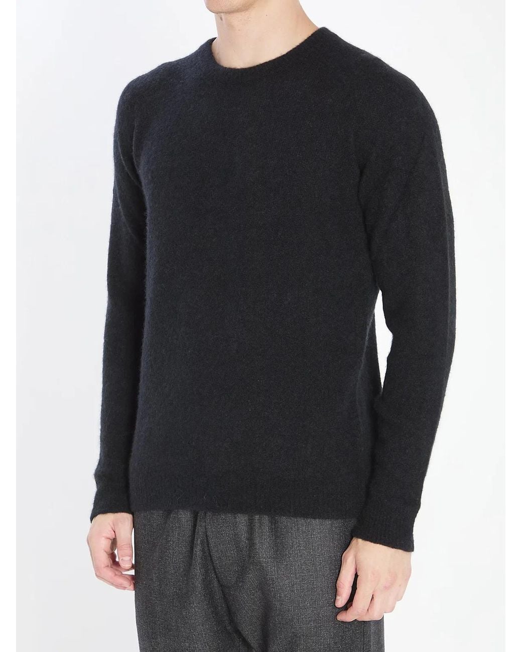 Roberto Collina Black Crewneck Sweater for men