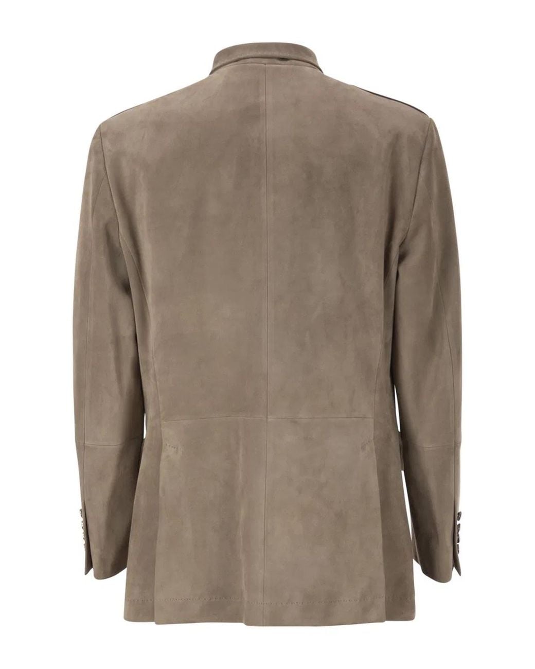 Brunello Cucinelli Brown Suede Leather Safari Jacket With Patch Pockets for men