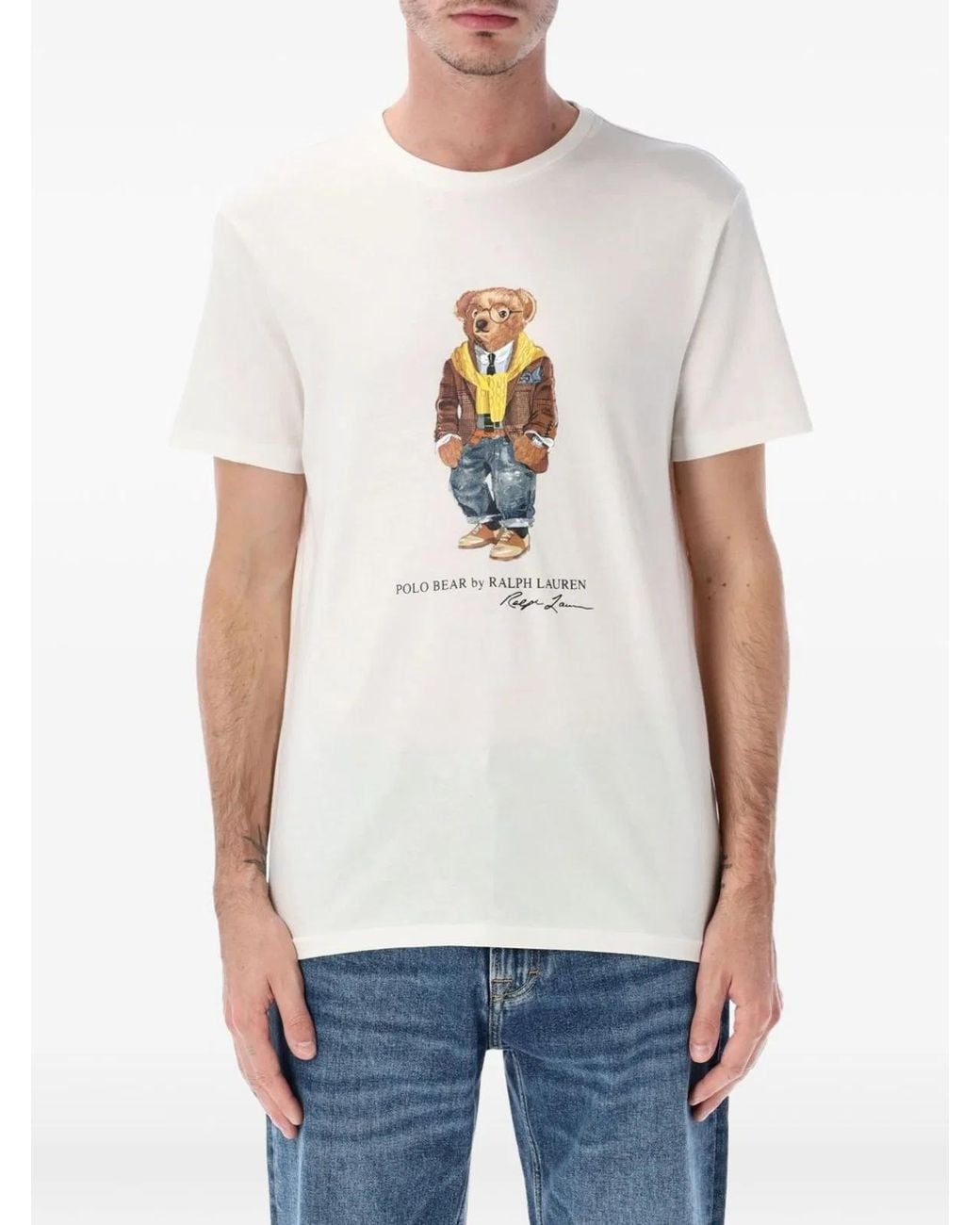 Ralph Lauren White Crew Neck Graphic T-Shirt for men