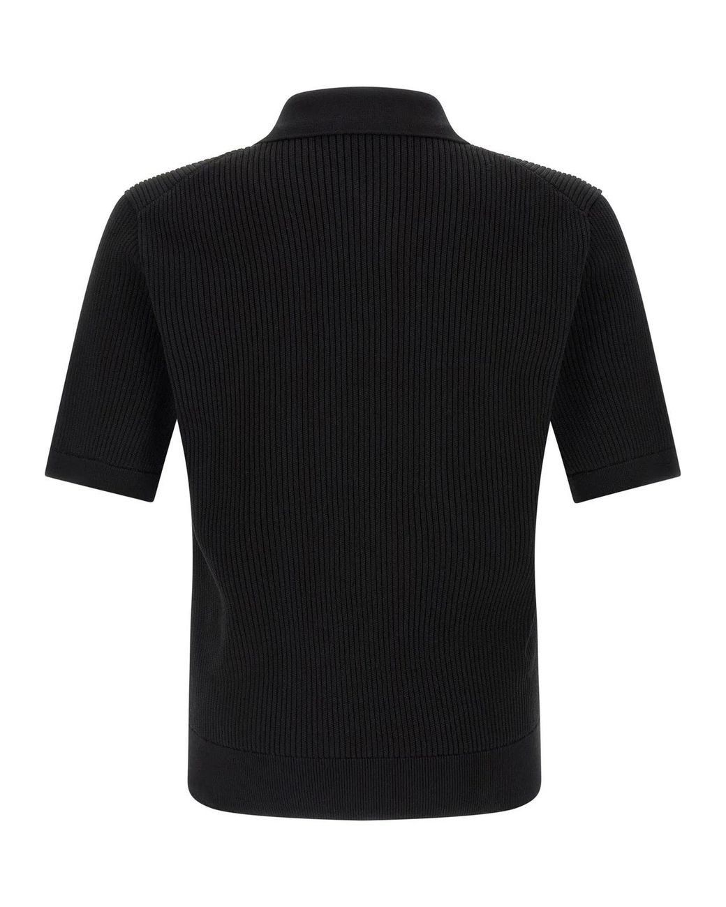 Dolce & Gabbana Black Micro-Ribbed Polo Shirt for men