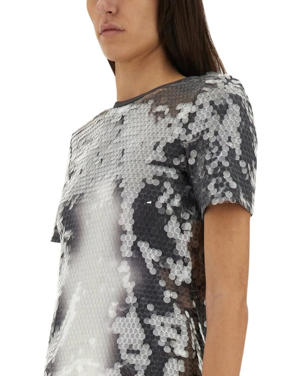 Max Mara Gray Kibbutz Sequined Top