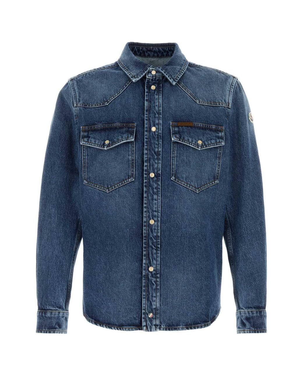 Moncler Blue Classic Button-Down Shirt for men