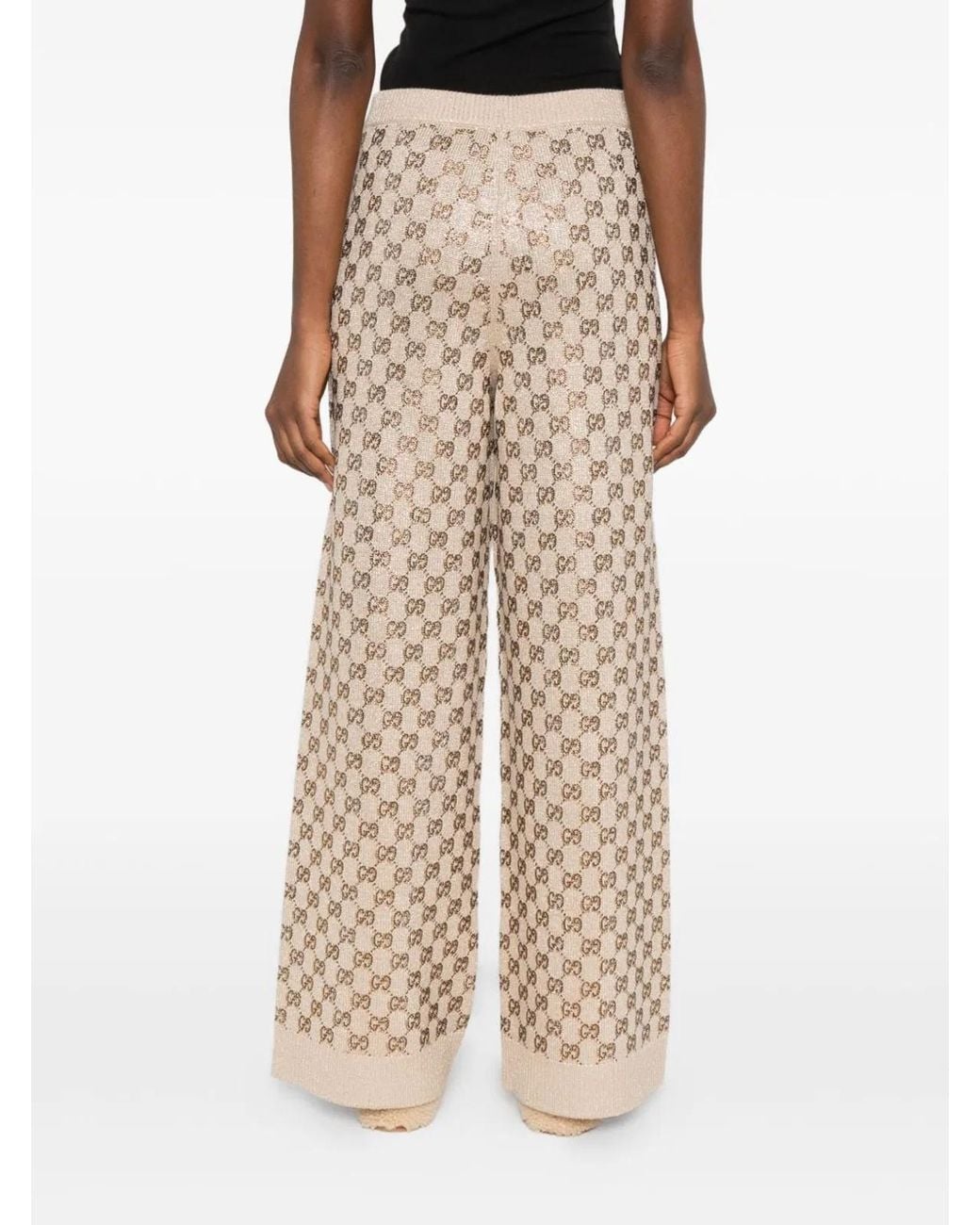 Gucci Natural Embellished Wool Blend Joggers