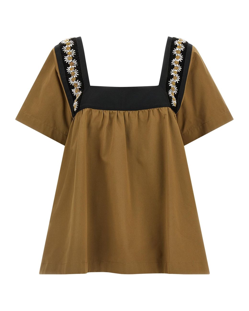 Prada Brown Embroidery Top