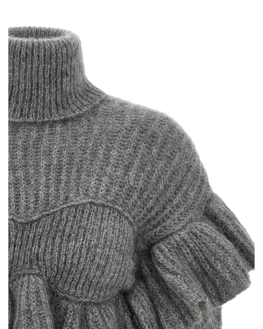 Elisabetta Franchi Gray Ruffle Sweater