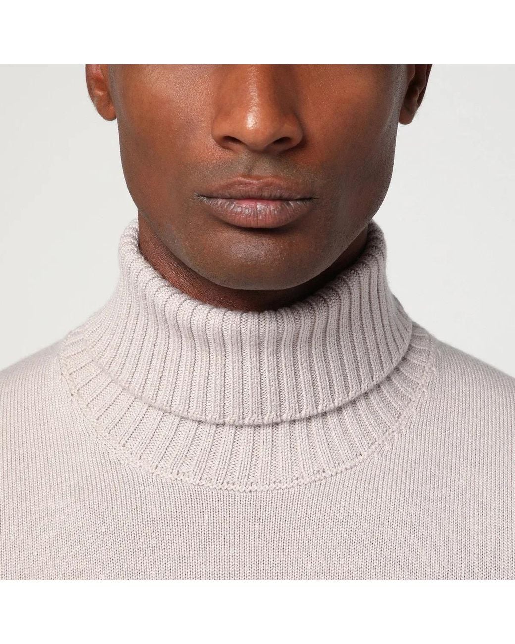 Drumohr White Greige Wool Turtleneck for men
