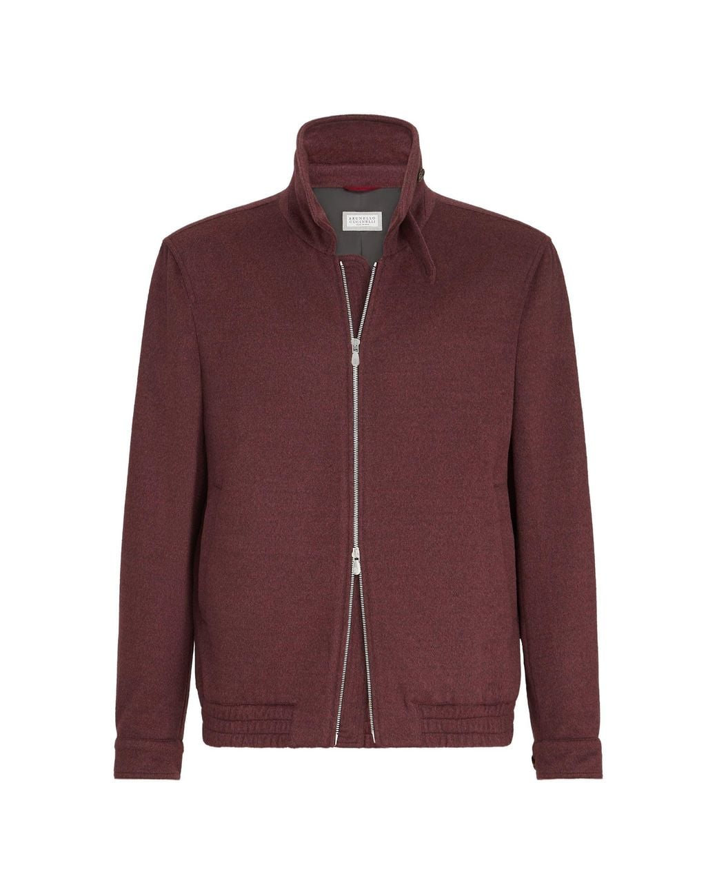 Brunello Cucinelli Purple Virgin Wool Beaver Cloth Bomber Jacket With Zipper for men