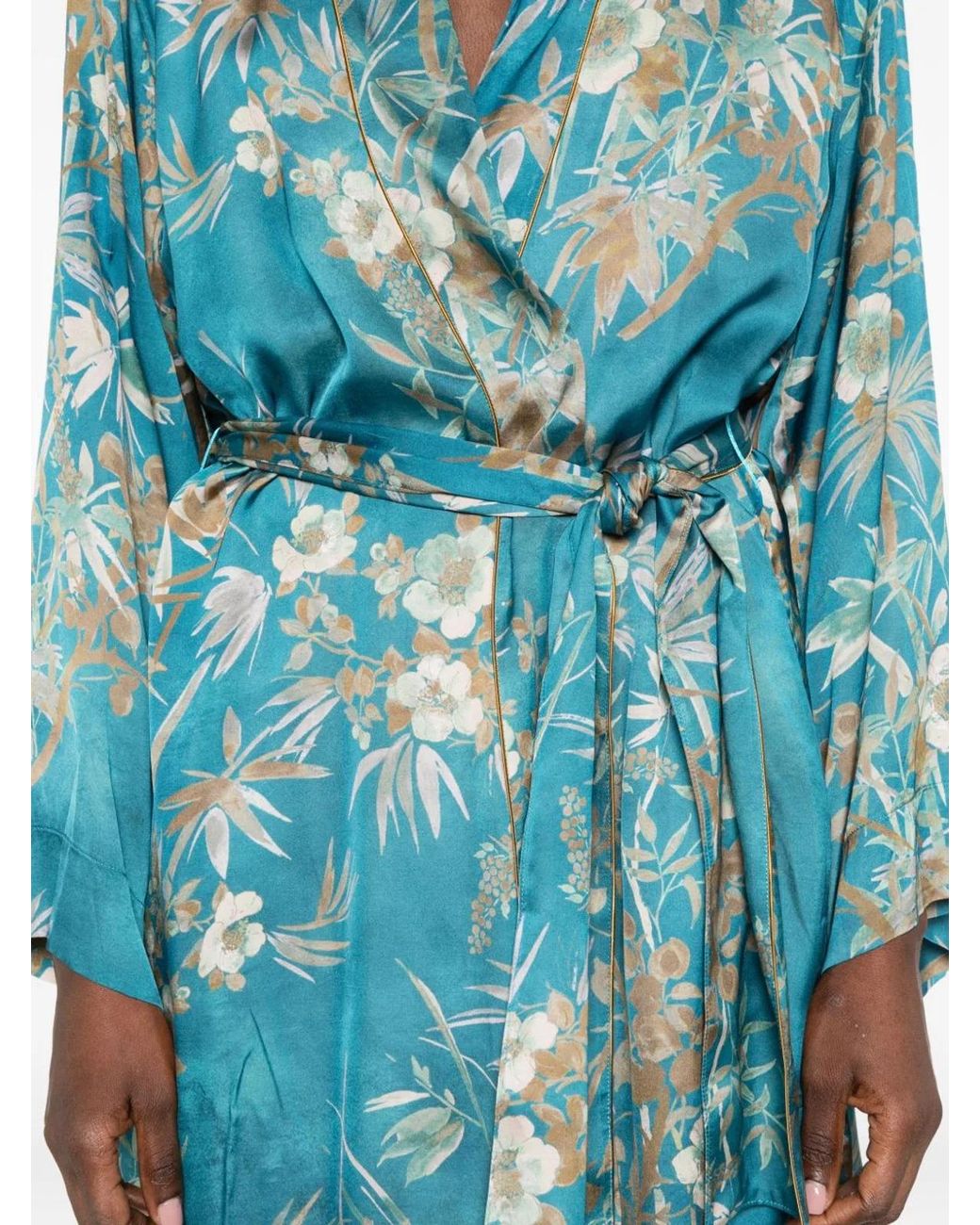 Forte_forte Blue Printed Satin Kimono