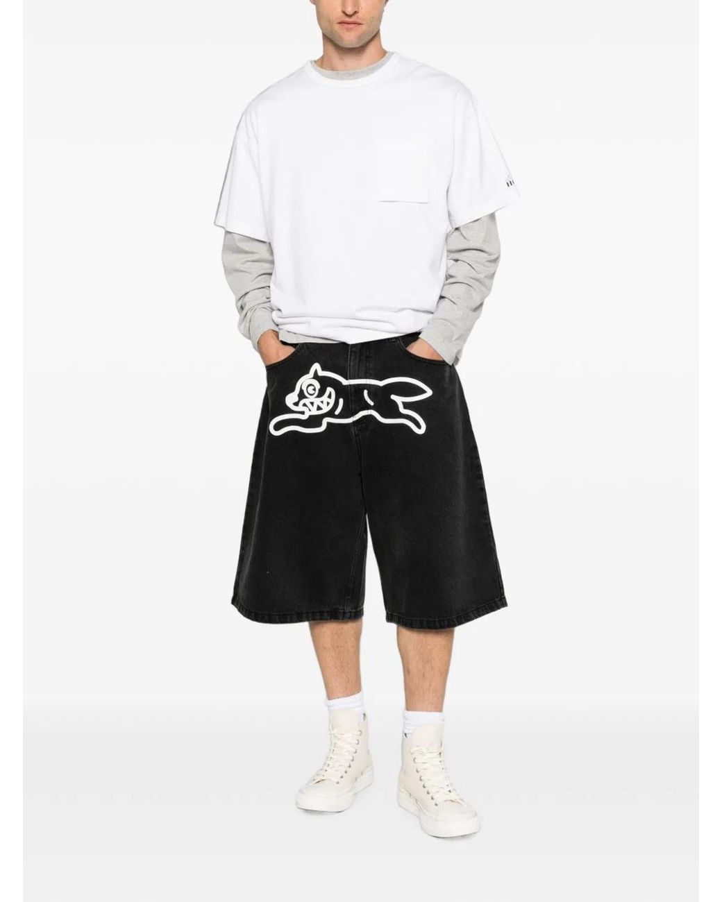BBCICECREAM Black Denim Cargo Shorts for men