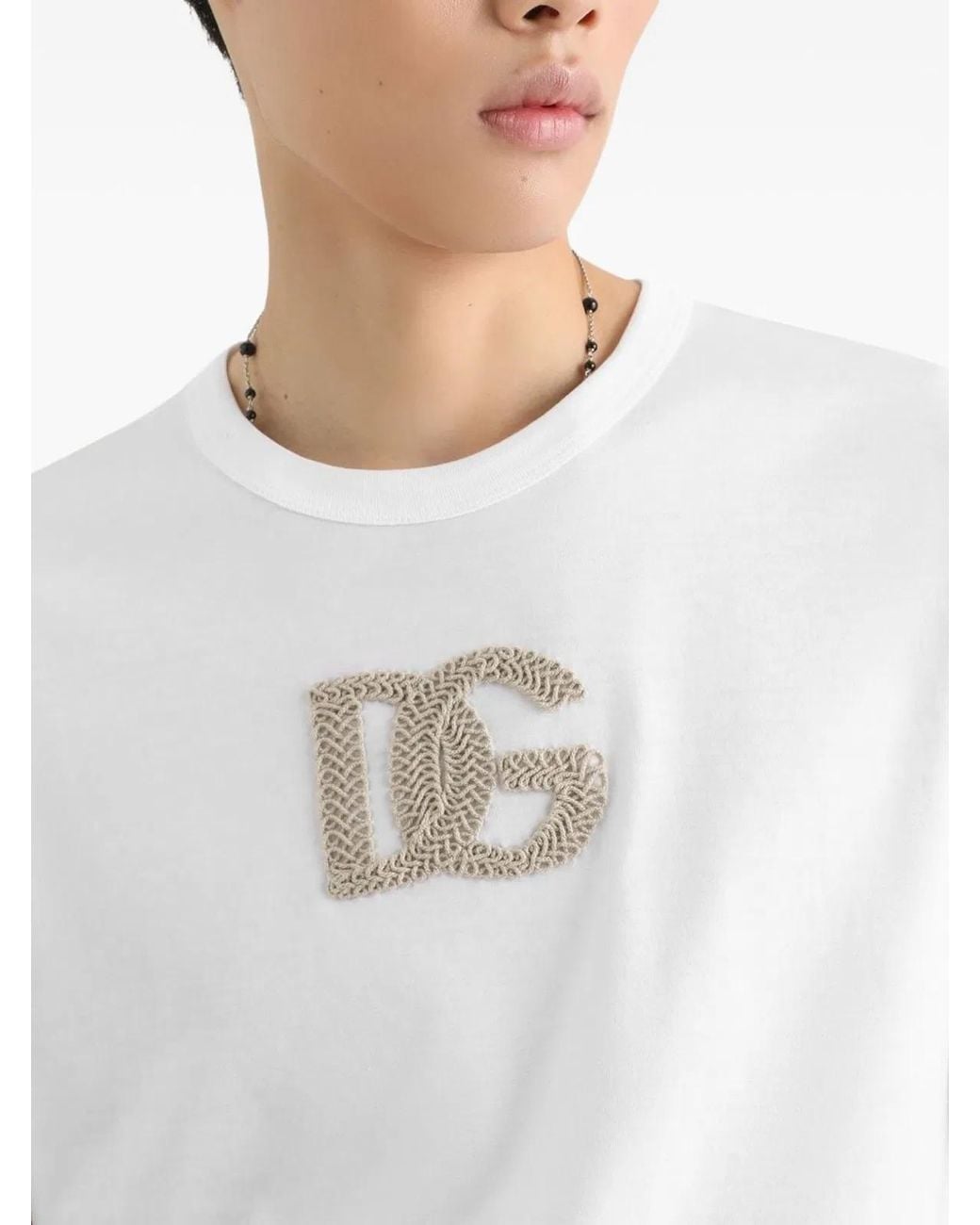 Dolce & Gabbana White Logo Crew Neck T-Shirt for men
